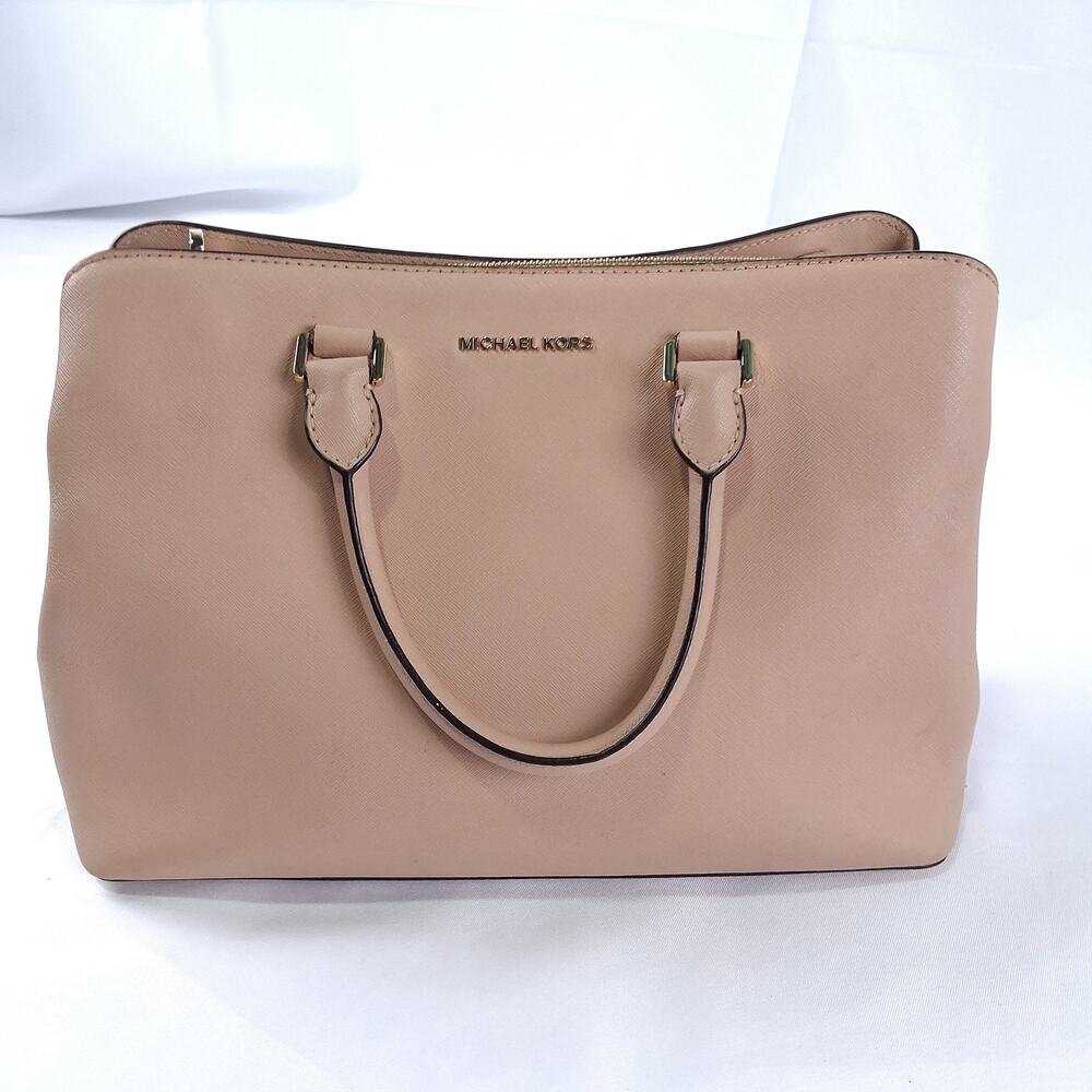 MICHAEL KORS Mercer Medium Saffiano Leather Satchel Handbag Blush Pink